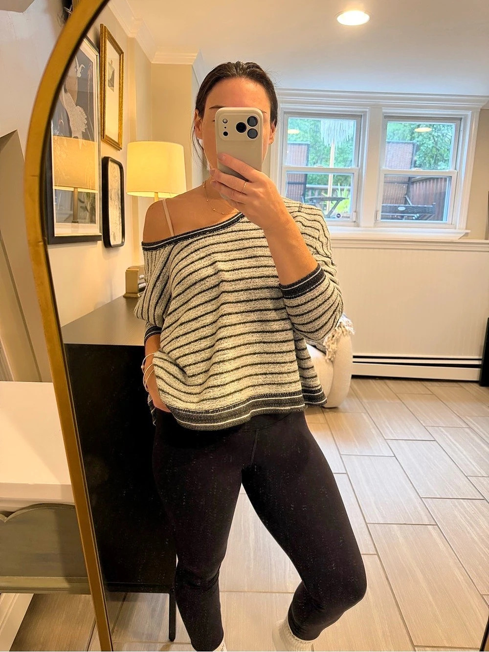 Free People Easy Street Stripe Crop Pullover Sweater in Black & White